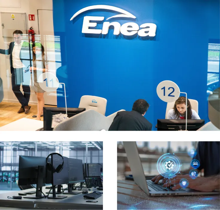 Enea Centrum - widok na sale obsługi klienta BOK, słuchawki na infolinii oraz cyfrowa obsługa usług wspólnych Enea Centrum - widok na sale obsługi klienta BOK, słuchawki na infolinii oraz cyfrowa obsługa usług wspólnych